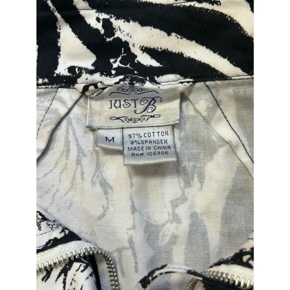 Just B Boutique Black & White Roses Jacket, Size Medium – Full Front Zip - Picture 9 of 9